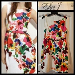 Eliza J Multi-colors Floral Midi Dress 14